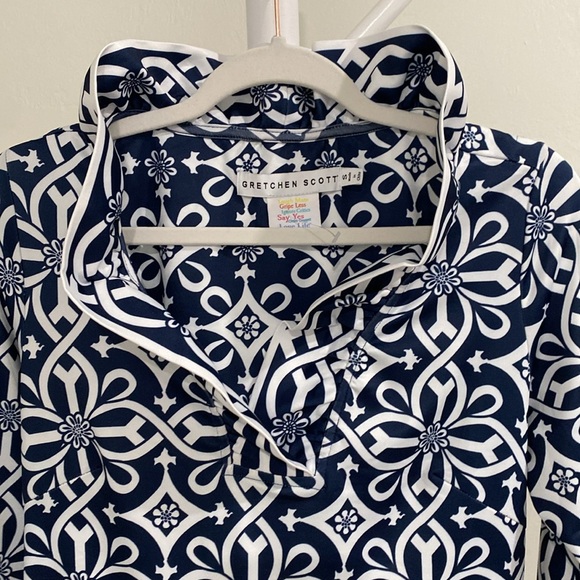 GRETCHEN SCOTT RUFFNECK JERSEY DRESS BLUE - Picture 6 of 10